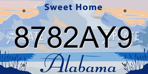 8782AY9 Alabama License Plate