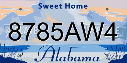 8785AW4 Alabama License Plate