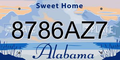 8786AZ7 Alabama License Plate