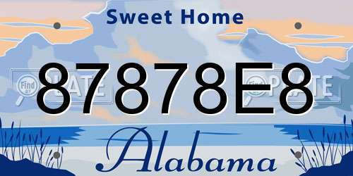 87878E8 Alabama License Plate