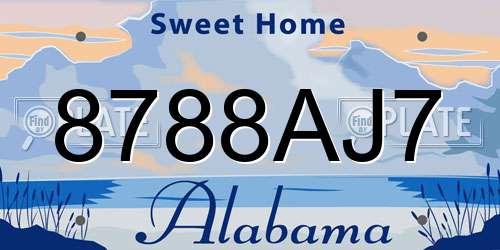8788AJ7 Alabama License Plate