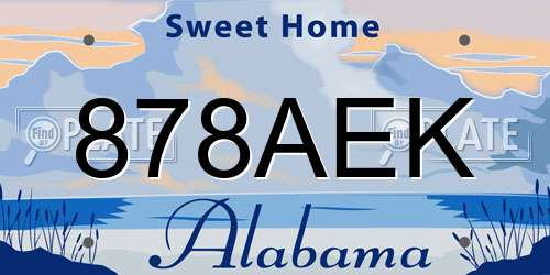 878AEK Alabama License Plate