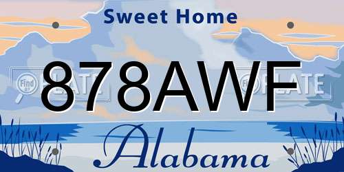 878AWF Alabama License Plate