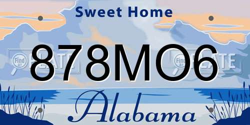 878MO6 Alabama License Plate