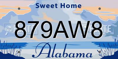 879AW8 Alabama License Plate