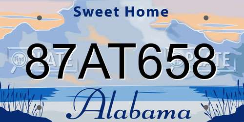 87AT658 Alabama License Plate