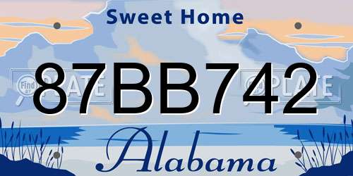 87BB742 Alabama License Plate