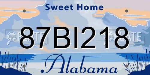 87BI218 Alabama License Plate