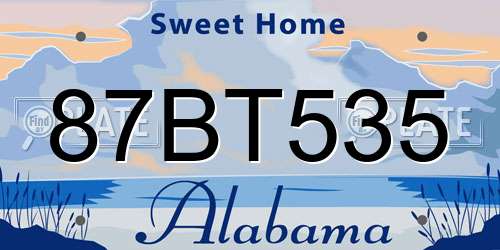 87BT535 Alabama License Plate