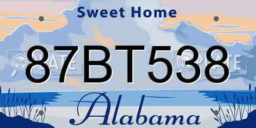 87BT538 Alabama License Plate