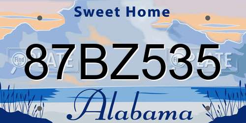 87BZ535 Alabama License Plate