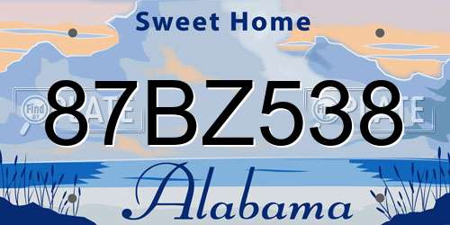 87BZ538 Alabama License Plate