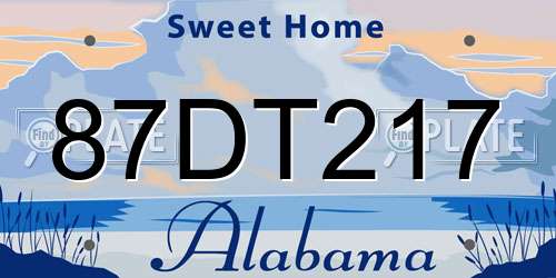 87DT217 Alabama License Plate
