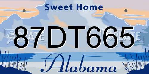 87DT665 Alabama License Plate