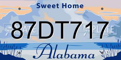 87DT717 Alabama License Plate