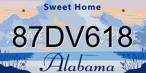 87DV618 Alabama License Plate