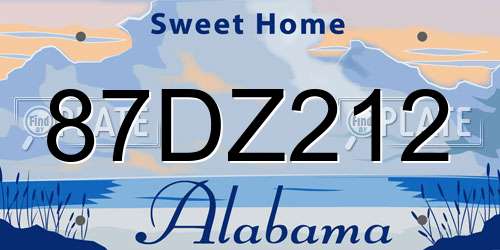 87DZ212 Alabama License Plate