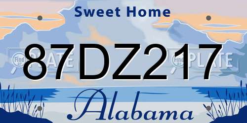 87DZ217 Alabama License Plate