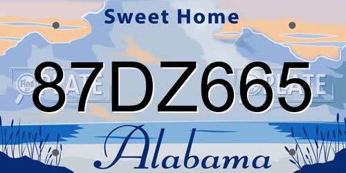 87DZ665 Alabama License Plate
