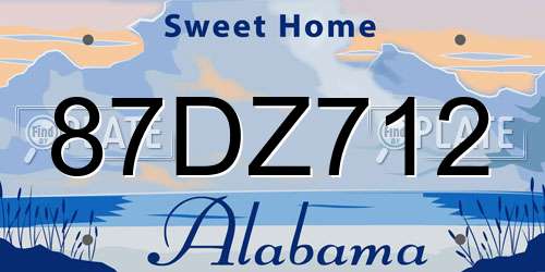 87DZ712 Alabama License Plate