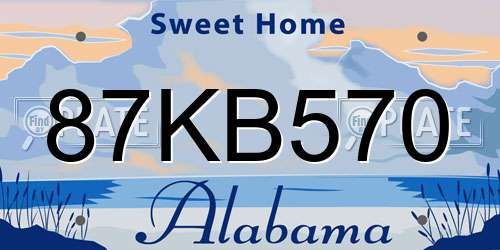 87KB570 Alabama License Plate
