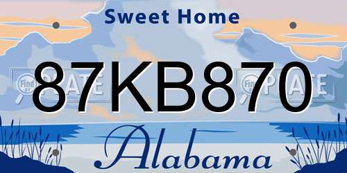 87KB870 Alabama License Plate