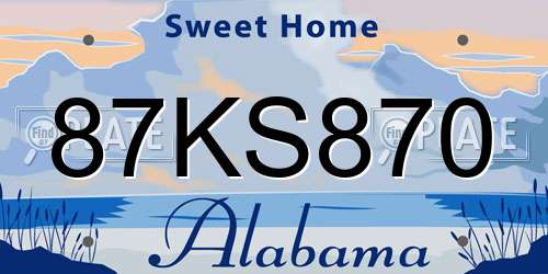87KS870 Alabama License Plate