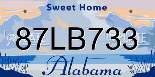 87LB733 Alabama License Plate