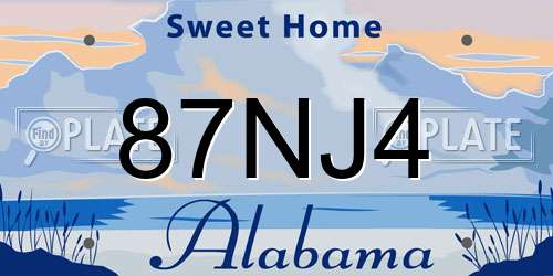 87NJ4 Alabama License Plate
