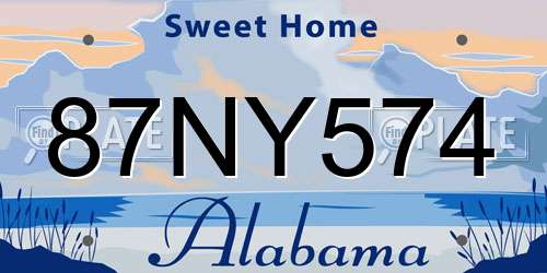 87NY574 Alabama License Plate