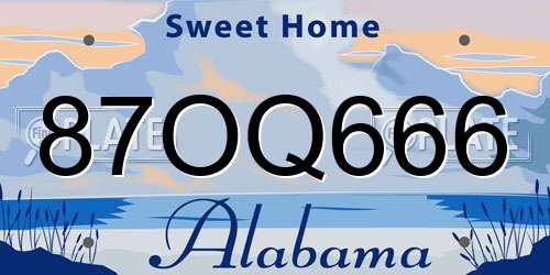 87OQ666 Alabama License Plate