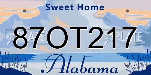 87OT217 Alabama License Plate