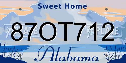 87OT712 Alabama License Plate