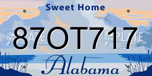 87OT717 Alabama License Plate