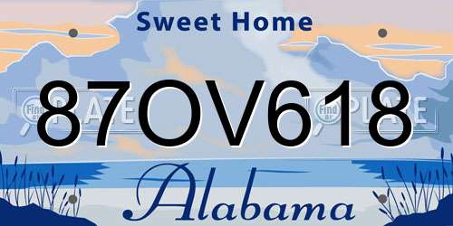 87OV618 Alabama License Plate