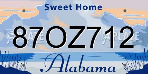 87OZ712 Alabama License Plate