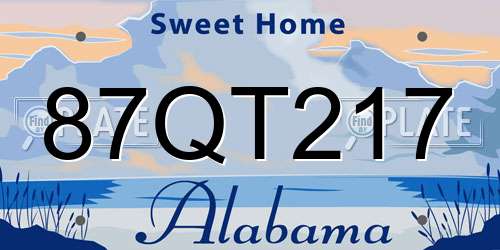 87QT217 Alabama License Plate