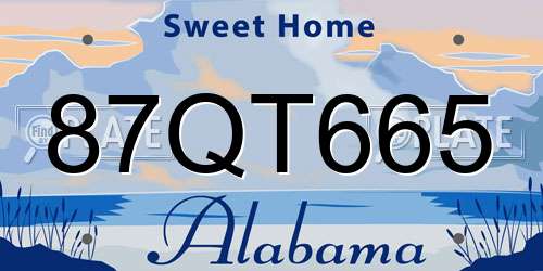 87QT665 Alabama License Plate