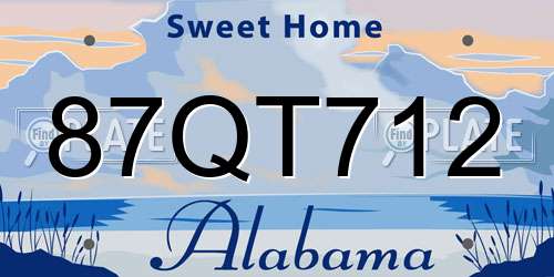 87QT712 Alabama License Plate
