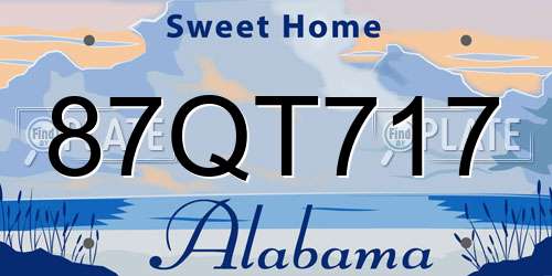 87QT717 Alabama License Plate