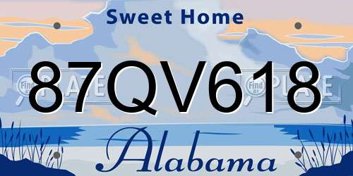 87QV618 Alabama License Plate