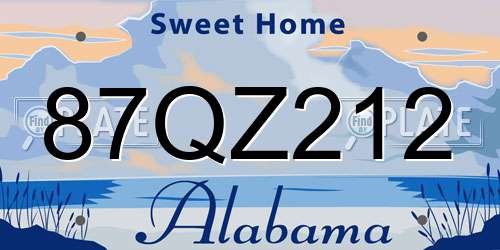 87QZ212 Alabama License Plate