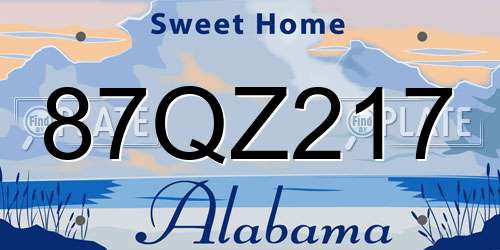 87QZ217 Alabama License Plate