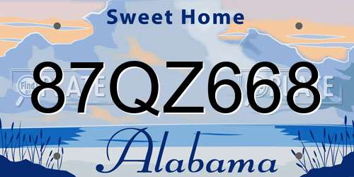 87QZ668 Alabama License Plate