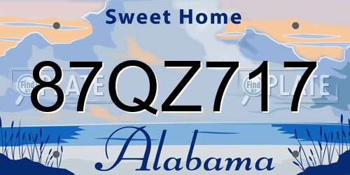 87QZ717 Alabama License Plate