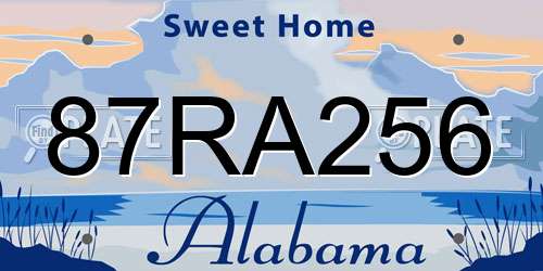 87RA256 Alabama License Plate