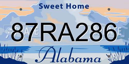 87RA286 Alabama License Plate