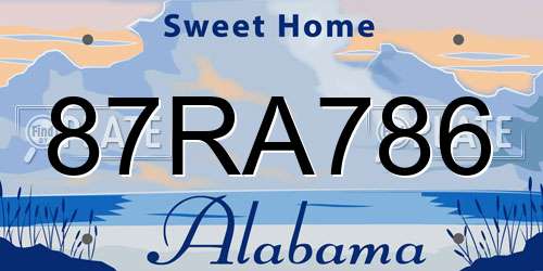87RA786 Alabama License Plate