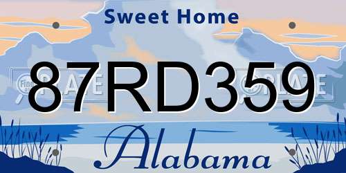 87RD359 Alabama License Plate