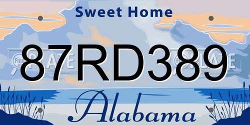 87RD389 Alabama License Plate